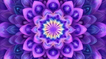 Obraz premium Cosmic Lotus Mandala - Sacred Shapes in Vibrant Purple and Blue Aura of Hypnotic Esoteric Energy 