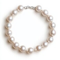Elegant pearl necklace, white isolate background.