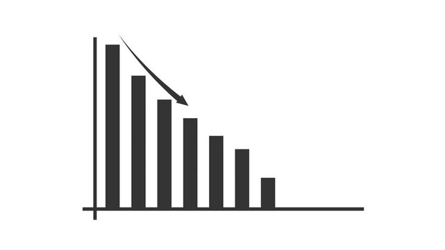 Abstract decreasing business graph chart animation.