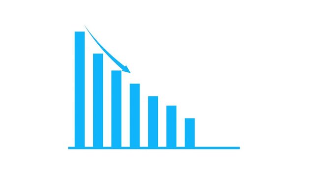 Abstract decreasing business graph chart animation.