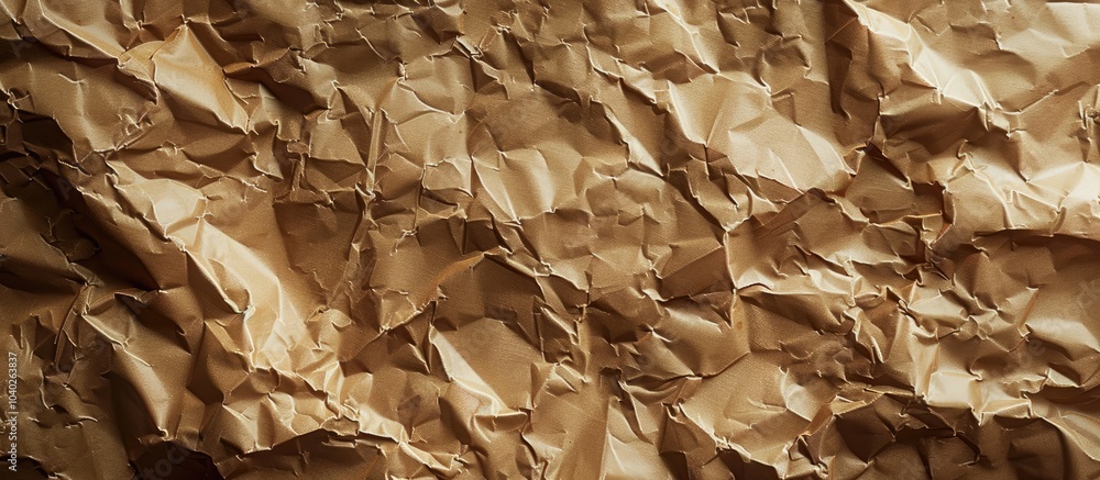 Poster close up view of a crumpled brown paper background with ample space for including a design or text i