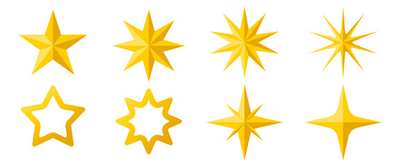 Fototapeta premium Decorating Stra vector illustration in Flat style, Isolate Yellow Star shape clip art, Celebration graphic elements, Greeting card, Nec year, Christmas, Shiny Icons. (Editable)