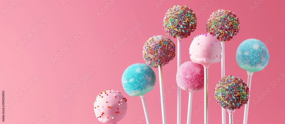 Poster simple vibrant candy pops with copy space image for custom text on a pink backdrop