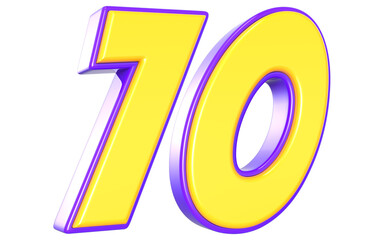 70 Number 3D Yellow And Purpale