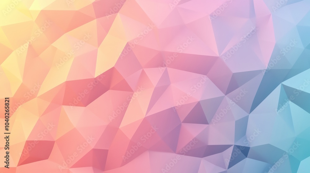 Poster The backdrop displays a smooth gradient with polygonal shapes, creating a serene atmosphere through its soft pastel colors. Generative AI