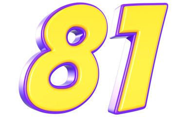 81 Number 3D Yellow And Purpale