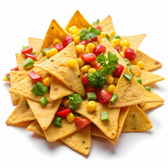 corn nachos on white background
