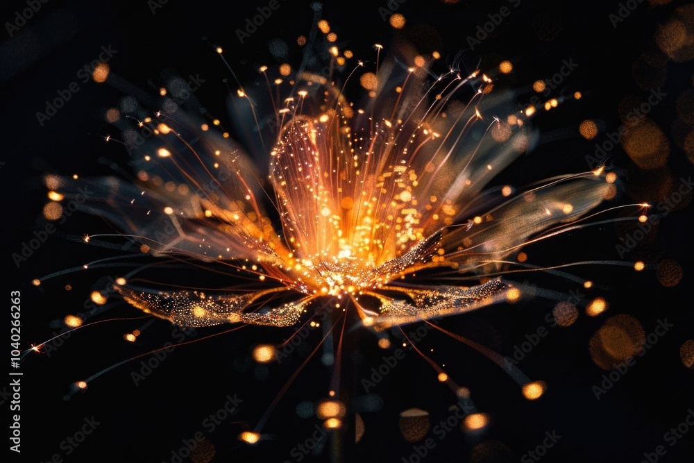 Poster a single flower is depicted on a dark background, perfect for using in designs where simplicity and 