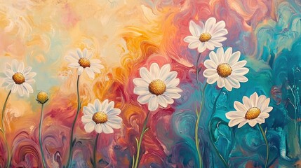 Whimsical daisies in gentle breeze