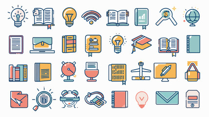 Fototapeta premium Online education icon set, icon set in line style, flat vector illustration, Mentorship