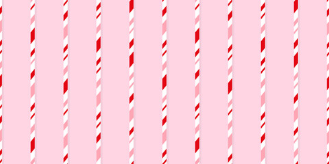 Candy cane Christmas background, peppermint diagonal stripes print seamless pattern