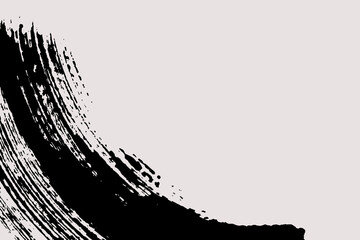 Abstract brush background with copy space for your text. Vector design. Black painted curve isolated on white. Grunge illustration in Japanese style