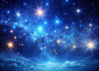 Obraz premium Starry Night Sky with Twinkling Stars and Deep Space Background in Blue Tones for Stunning Bokeh Effect Photography