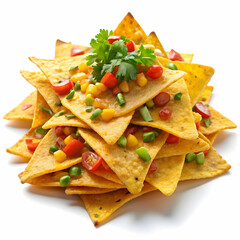 corn nachos on white background