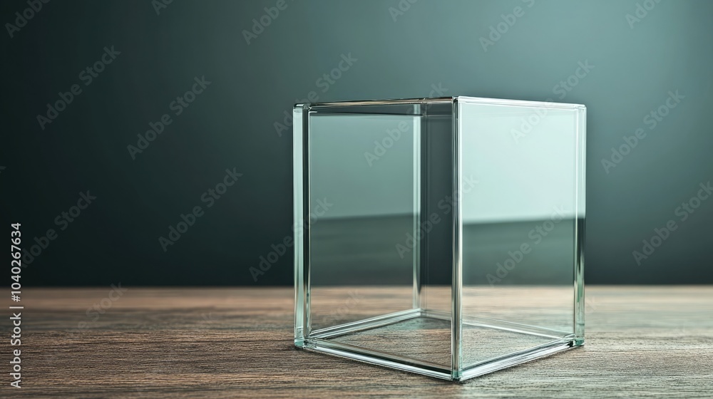 Poster transparent glass box without lid, empty and ready for display