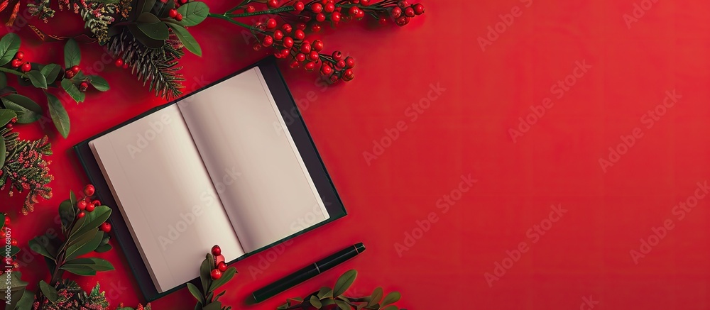 Aufkleber capture the essence of a simple festive flat lay for christmas and new year using a top down view of