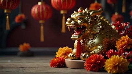 Obraz premium picture concept of chinese asian new year, traditional decorations customs food carnival.