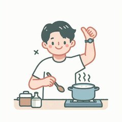 Vector of a man Cooking with Passion in the Kitchen