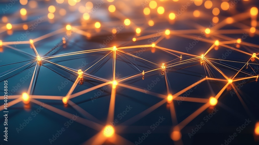 Poster digital network connections glowing in a geometric pattern