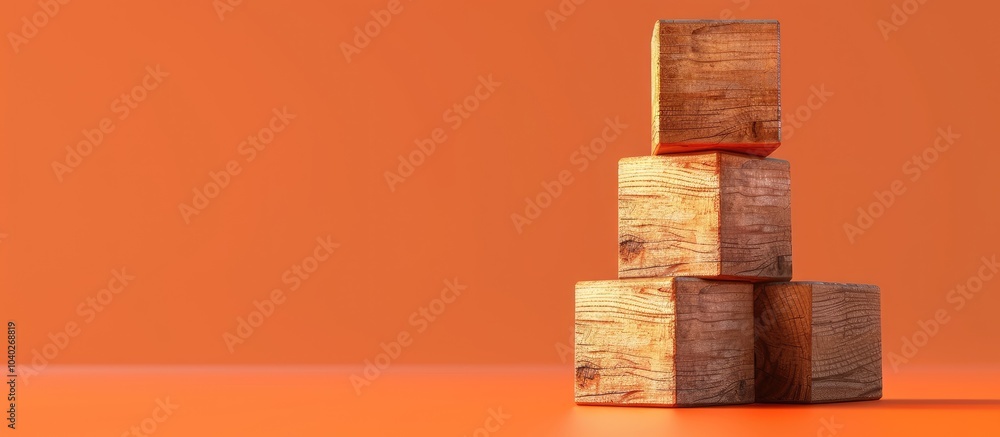 Aufkleber wooden blocks with a message about the power of patience against an orange backdrop serve as a symbo
