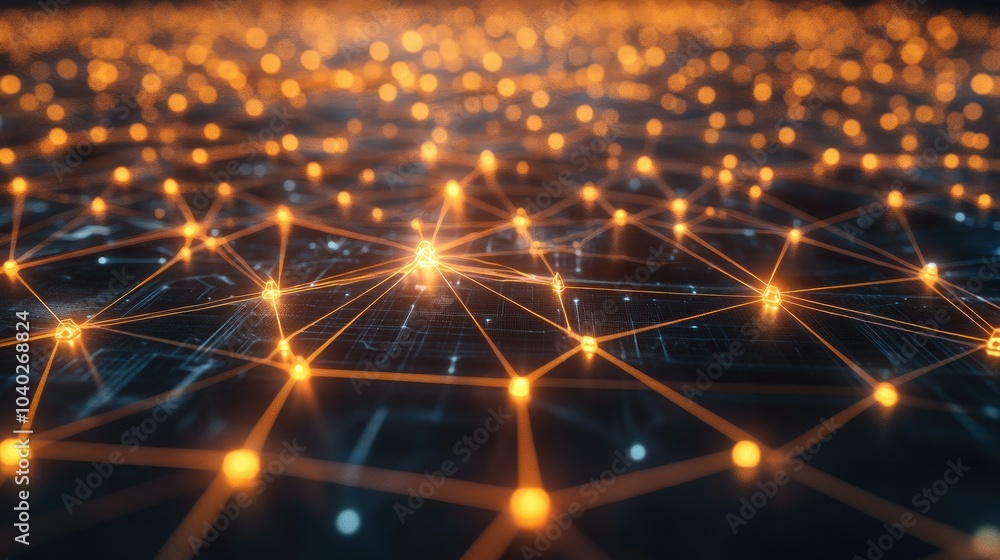 Poster digital network connections glowing in a geometric pattern
