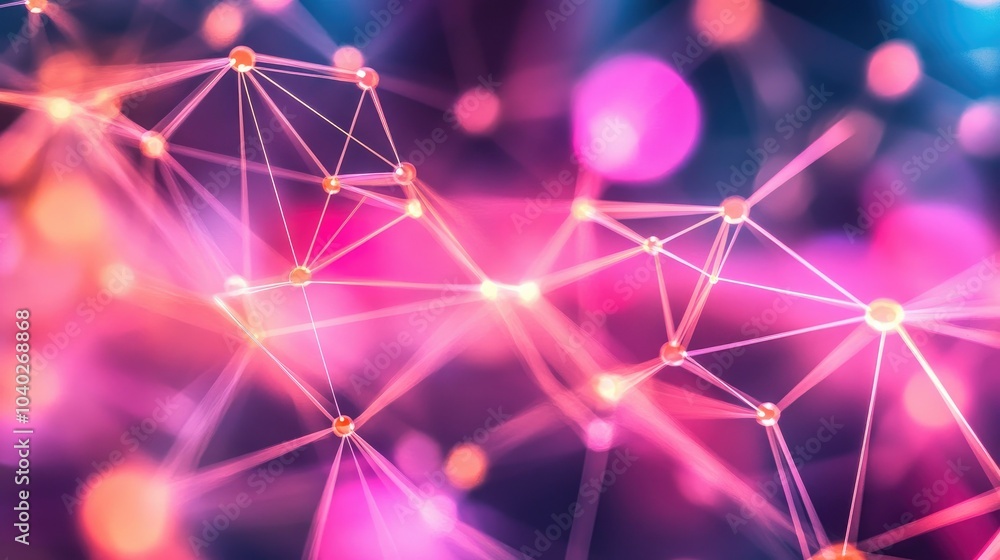 Poster digital network connections glowing in a geometric pattern