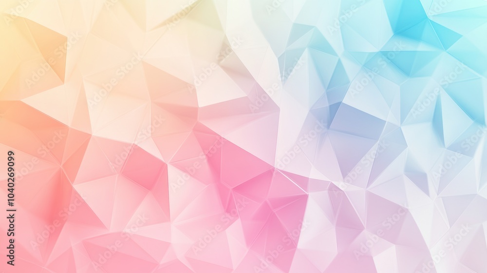 Leinwandbilder This background showcases a soothing gradient with delicate polygonal shapes in soft, harmonious pastel hues. Generative AI