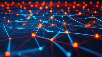 Obraz premium Digital network connections glowing in a geometric pattern