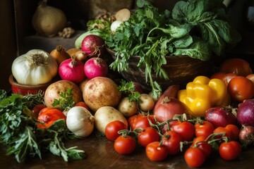 Fresh produce on display, vibrant colors and textures