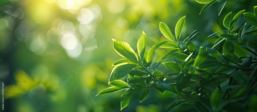Poster blurred natural green leaves create a summery backdrop with a bright bokeh effect for a suitable cov