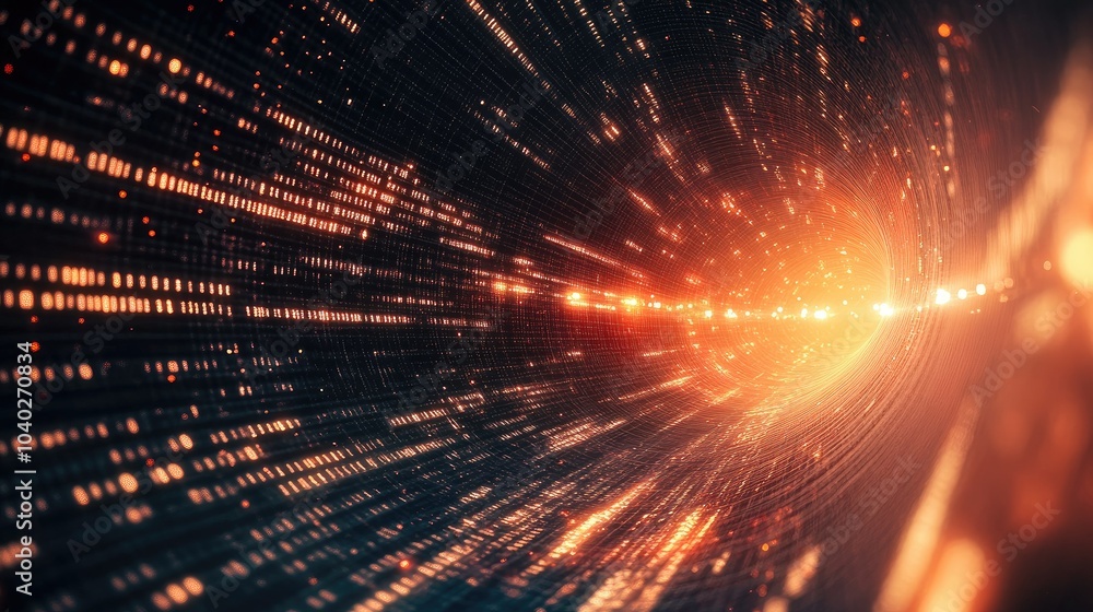 Poster Abstract wave of binary code flowing through space