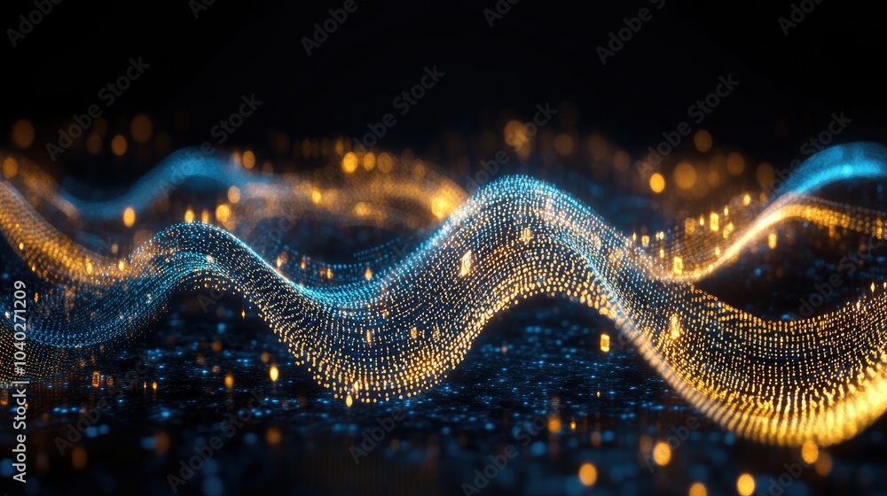 Poster Abstract wave of binary code flowing through space