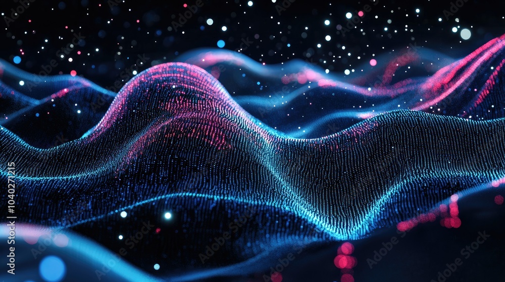 Aufkleber Abstract wave of binary code flowing through space