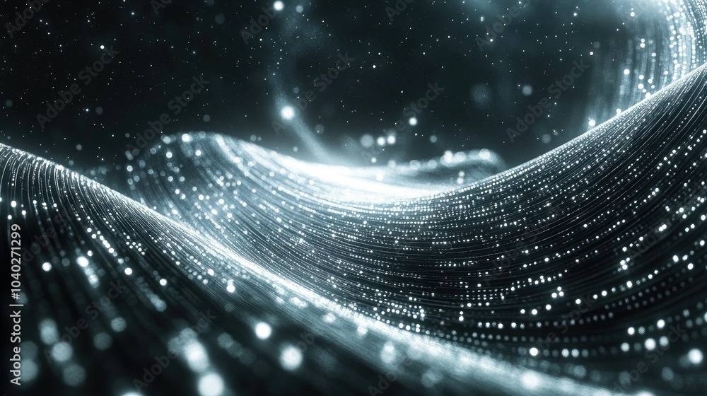 Poster Abstract wave of binary code flowing through space