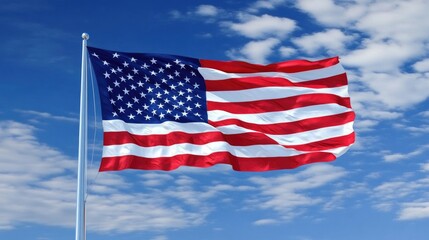 Fototapeta premium A giant US flag waving in the wind