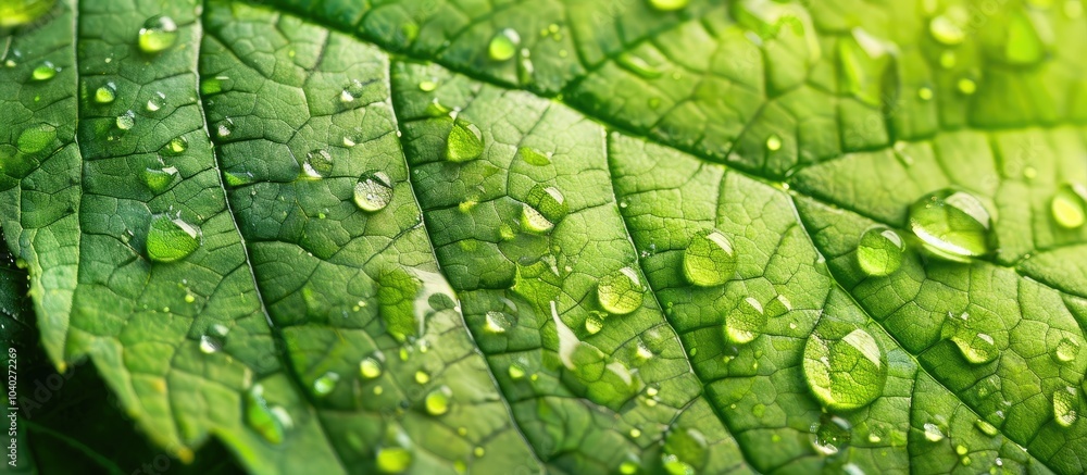 Aufkleber a macro shot of a green leaf with water droplets illustrating an environmental theme ideal for use a