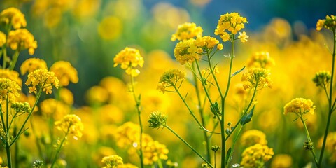 Fototapeta premium Stunning Barbarea vulgaris: Yellow Flower Background for Nature Lovers and Healing Herb Enthusiasts