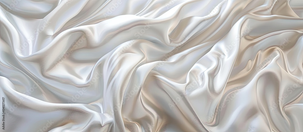 Poster elegant white silk fabric shines highlighted by pleated horizons perfect for lanterns or textures wi