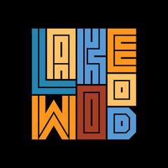 Lakewood Typography poster. T-shirt fashion Design. Template for poster, print, banner, flyer.