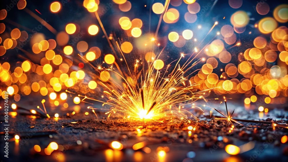 Poster Stunning Bokeh Sparks on Dark Background for Captivating Visual Effects