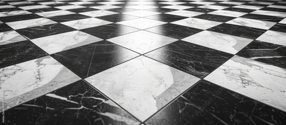 Poster detailed black and white tile floor with geometric pattern ideal for text placement in copy space im