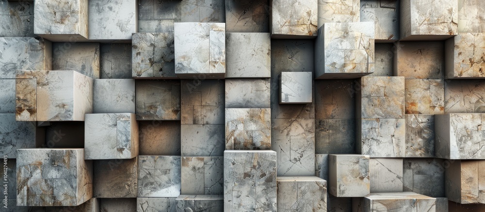 Poster stone cubes create a textured marble look on the wall providing an abstract tan background perfect f