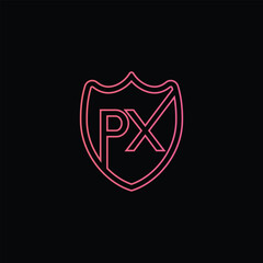 PX initial logo design with a shield shape