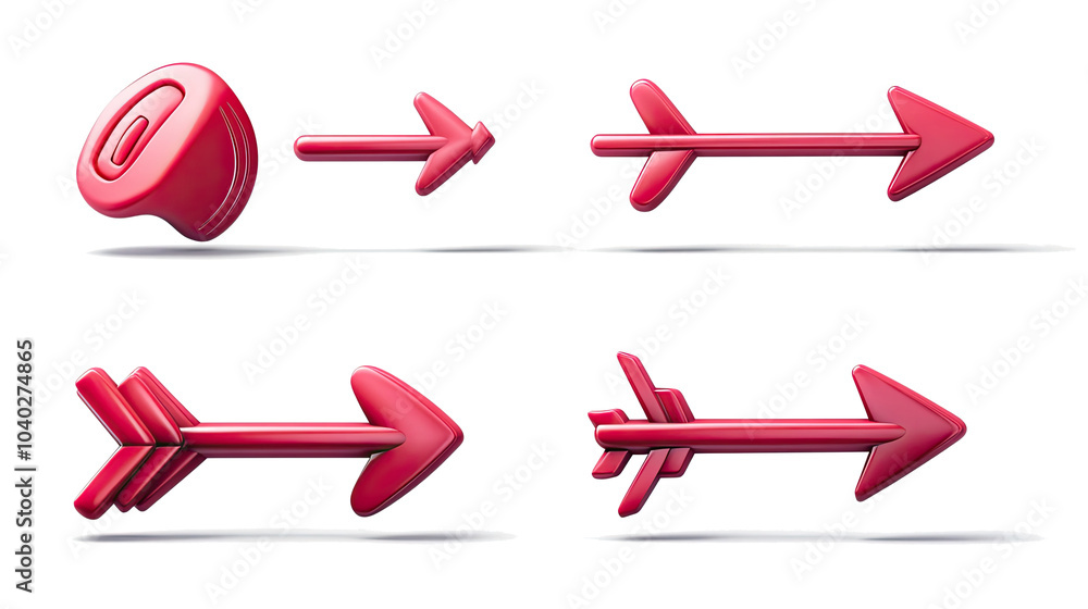 Poster red computer mouse cursor icons on transparent background generative ai