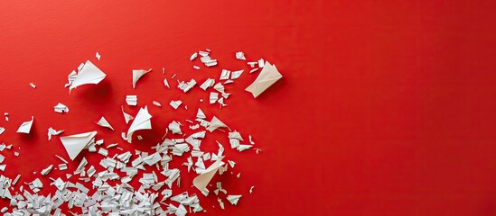 A symbolic message of Get results displayed on paper bits against a red backdrop representing achievement with ample copy space image displayed
