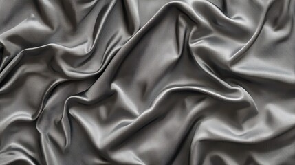 Obraz premium Close-Up of Smooth Gray Silk Fabric with Elegant Folds – Luxurious Silver Textile Texture for Backgrounds and Fashion Concepts
