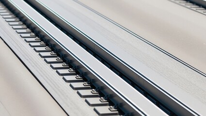 Obraz premium Steel Railroad Tracks Under Soft Lighting