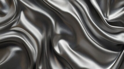 Obraz premium Close-Up of Smooth Gray Silk Fabric with Elegant Folds – Luxurious Silver Textile Texture for Backgrounds and Fashion Concepts