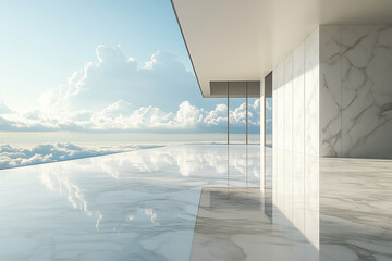Obraz premium Modern building glass windows and marble floor