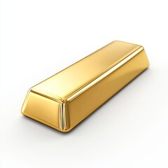 A shiny gold bullion bar on a white background, symbolizing wealth.